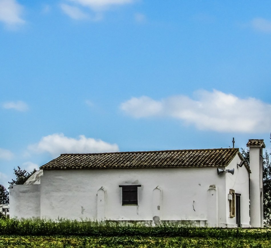 small white church in Ayios Michael