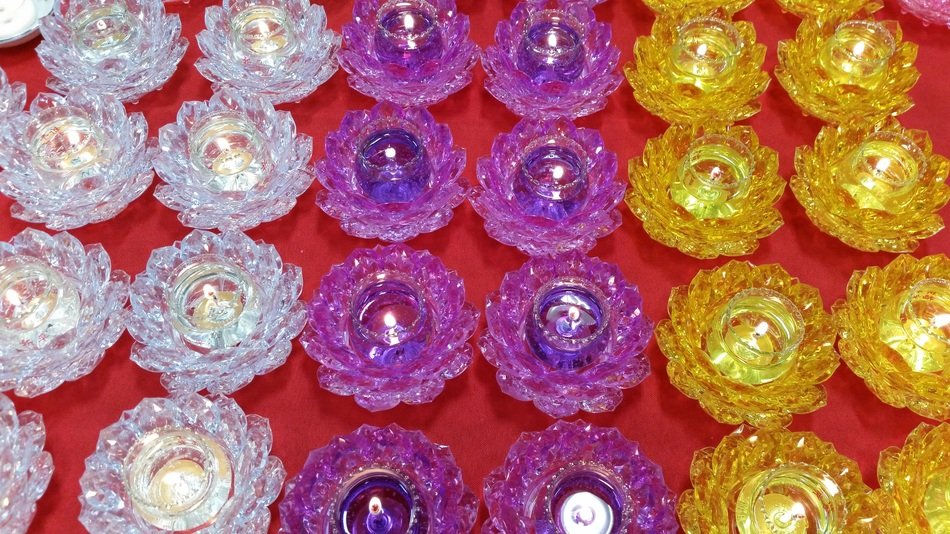 variety of candles like lotus