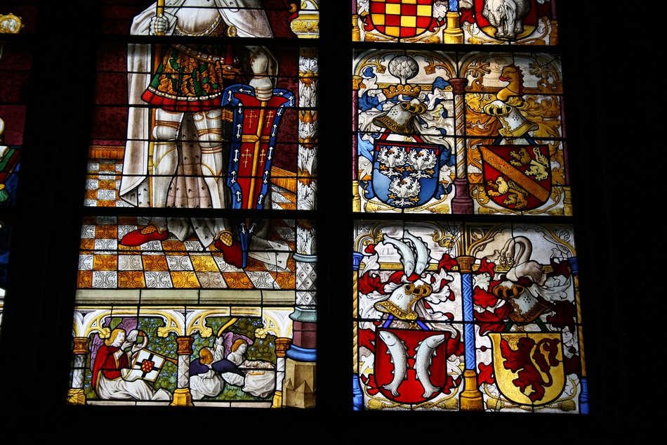 Gothic stained glass in a church in Germany