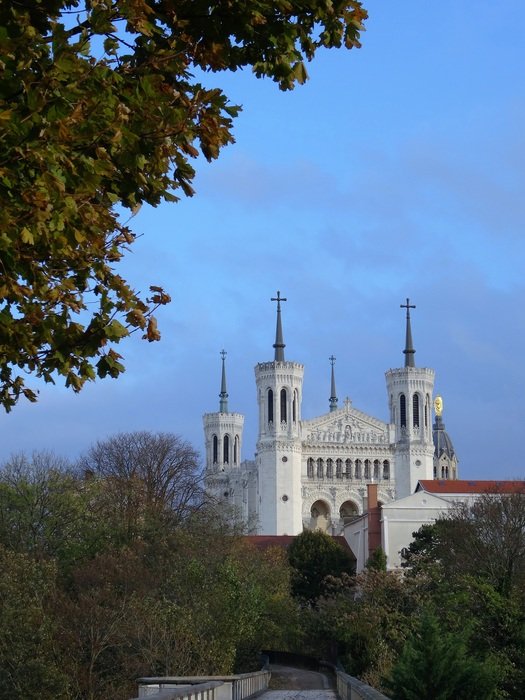 Church of our lady of fourviÃ¨re at evening sky, france, Lyon
