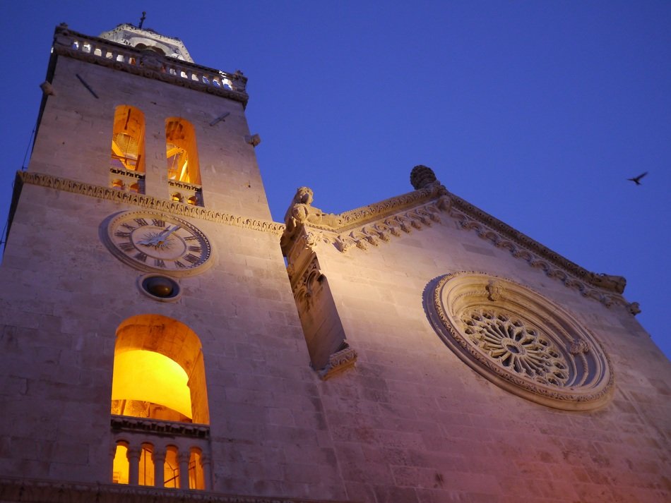 church in croatia at dusk