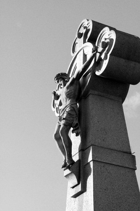 stone statue of Jesus crucified