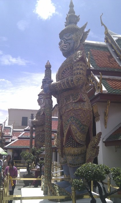 huge guard dragon of buddhist temple in Bangkok
