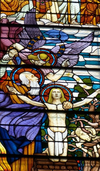 stained glass window based on the Old Testament