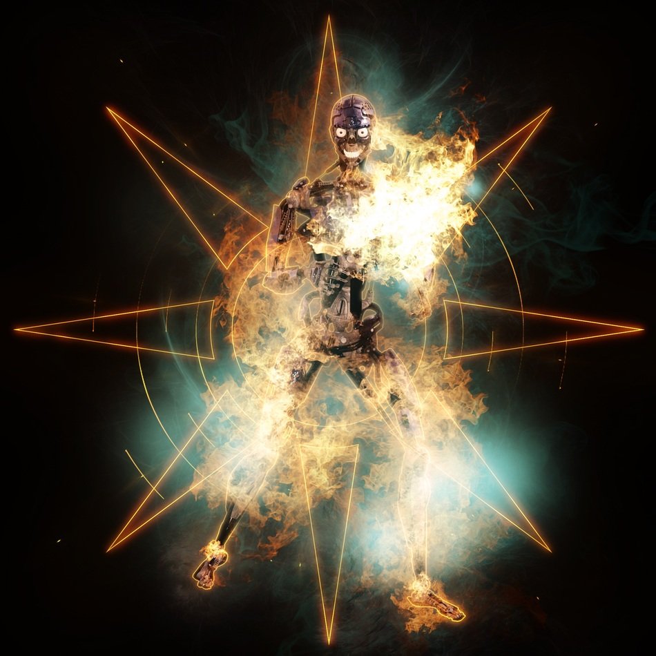 Picture of burning cyborg