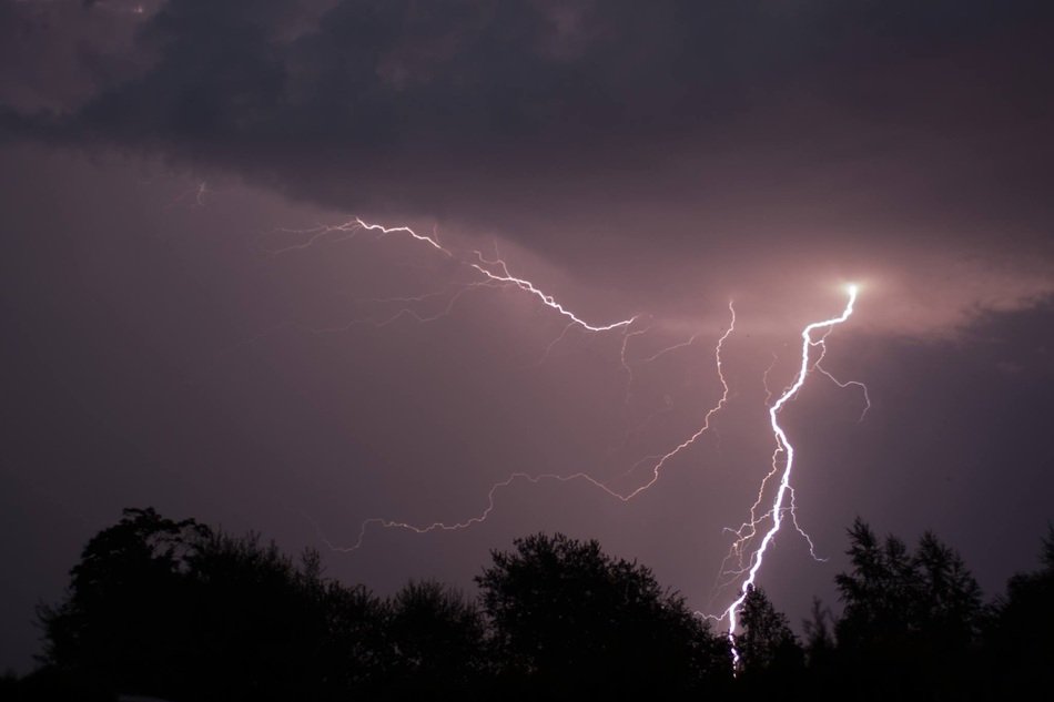 bright lightning on the violet sky