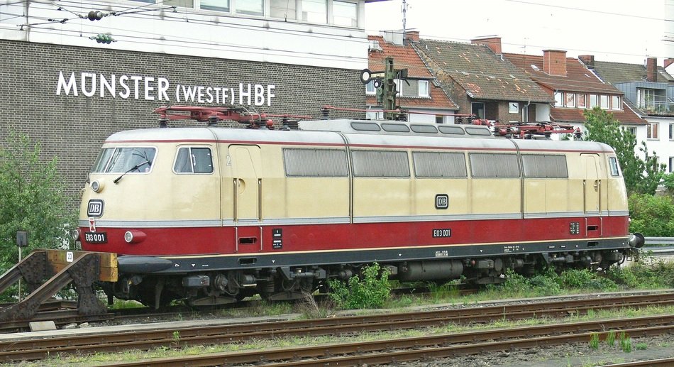 electric train near the wall with munster sign