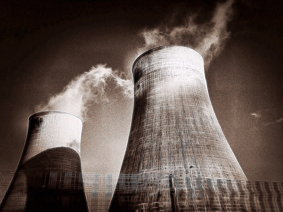 power plant in the east of england in monochrome