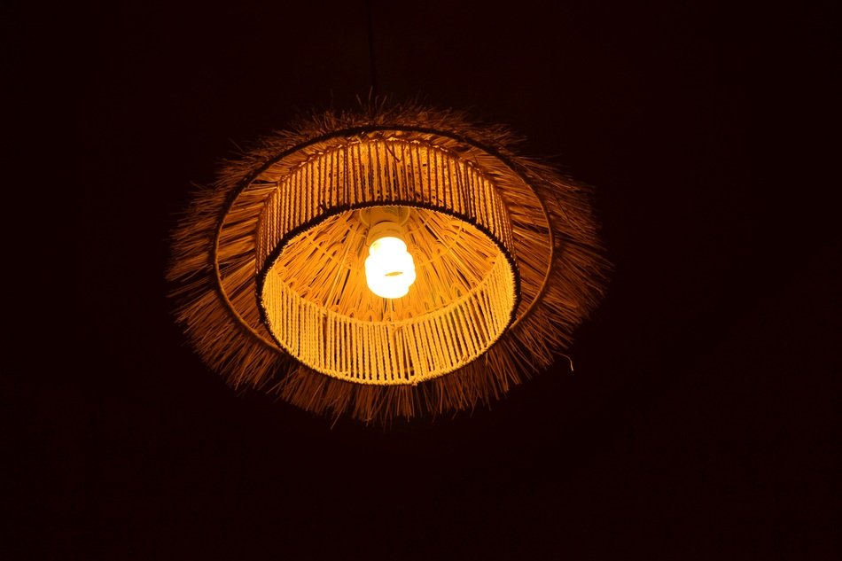 lamp with lampshade in the dark