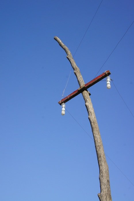 wooden power pylon