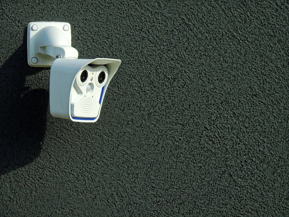 white camcorder on the wall close-up