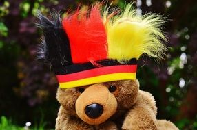 teddy in colorful hat at european soccer championship