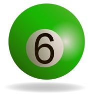 green billiard ball with the number "6"