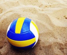 Colorful Volleyball ball on a beach