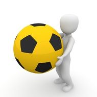 white figure with a yellow soccer ball