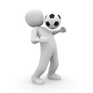 figure in motion with a soccer ball