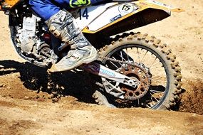 motocross in the sand close up
