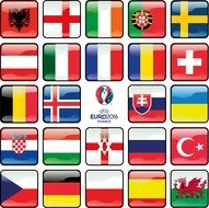 flags of the participants of the european football championship in france