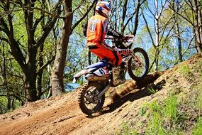 motocross on the track in the forest