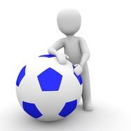 white figure with a white-blue soccer ball