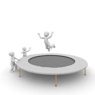 white figures on a trampoline