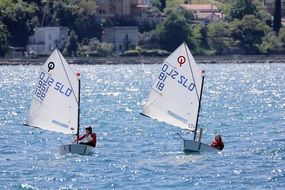 sailing on shiny water