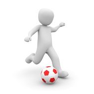 figure with a red-white soccer ball at white background