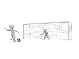 white figures with a ball play soccer