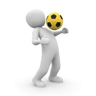 white figure with yellow-black soccer ball