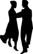 black silhouette of dancing couple