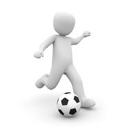 white figure with a white-black soccer ball