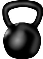 painted black kettlebell on a white background