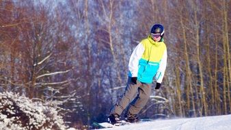 snowboarding in the woods of Poland