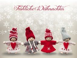 funny dolls on a merry christmas card