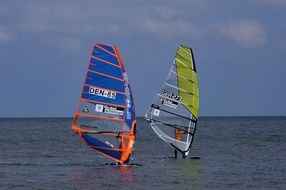 sailing surfy on the shore of the island of Sylt in Germany