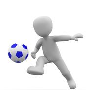 White figure playing football on white background