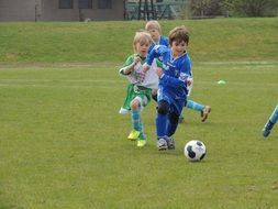 children play football on the lawn