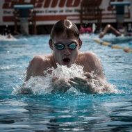 swimmer with glasses in the pool