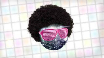 Disco Ball with glasses and wig