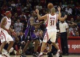 basketball game with spectators