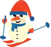 snowman skiing as a graphic illustration