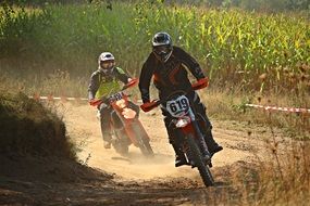 motocross among nature on a clear sunny day