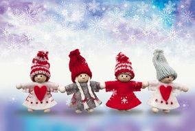 dolls on christmas card