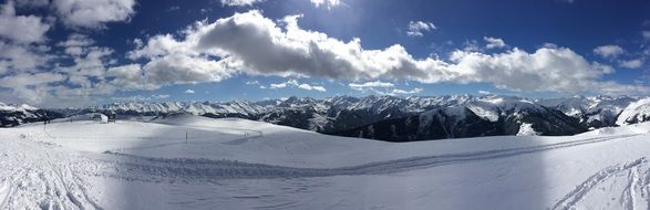 landscape of snowy Alpine ski slopes
