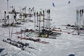 many ski poles in the ski area