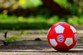 red soccer ball of the bavarian soccer team