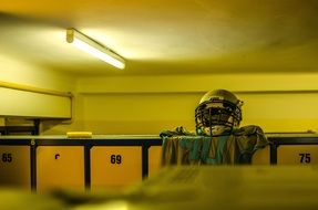 american football uniform in Changing Room