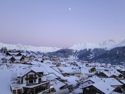 Alpine village in the snow