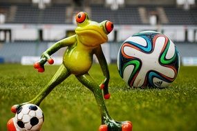 ceramic frog on the football field