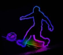 football player neon drawing